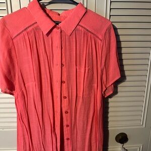 Women’s Coral Button-Up Shirt